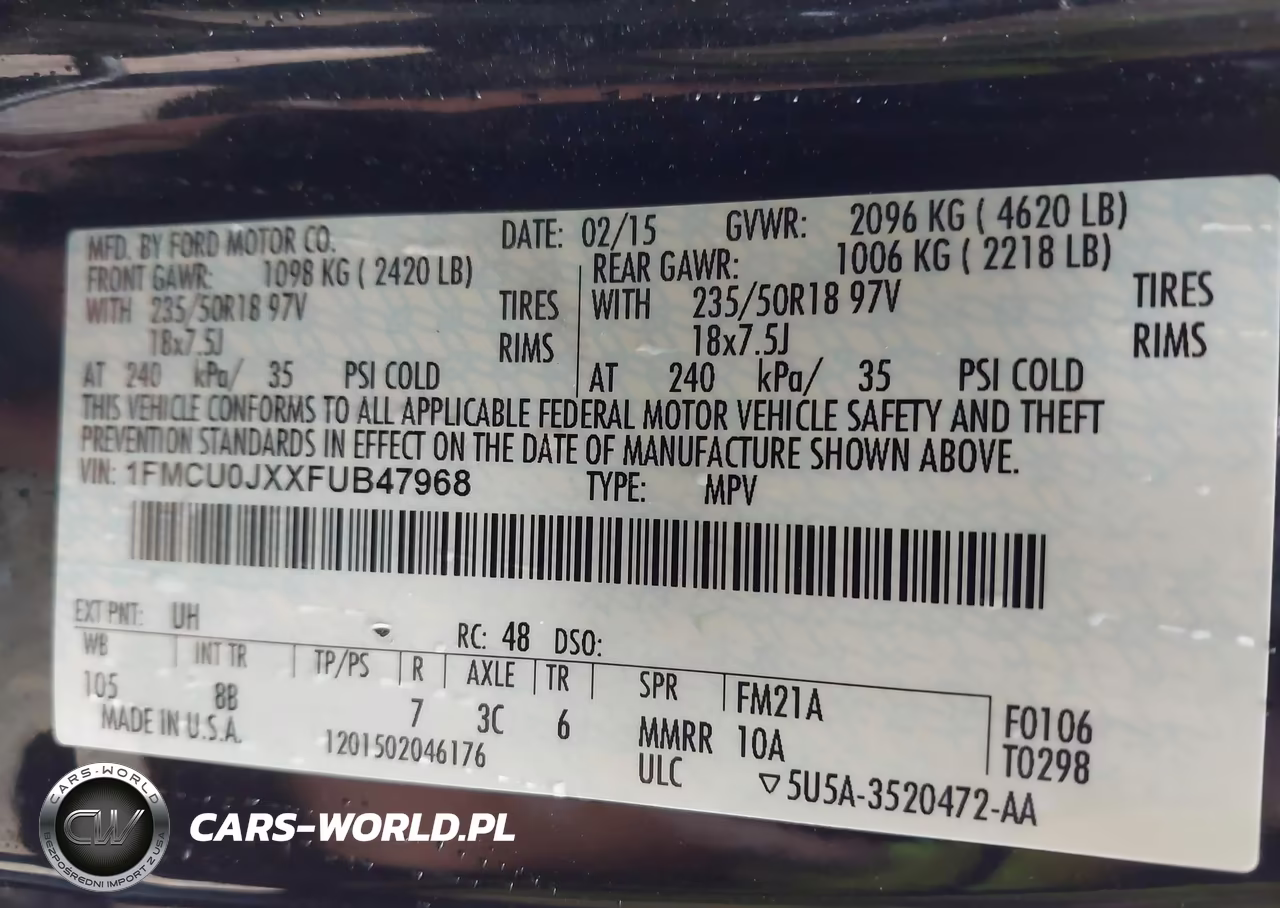 2015 Ford Escape Titanium VIN:1FMCU0JXXFUB47968 - 9
