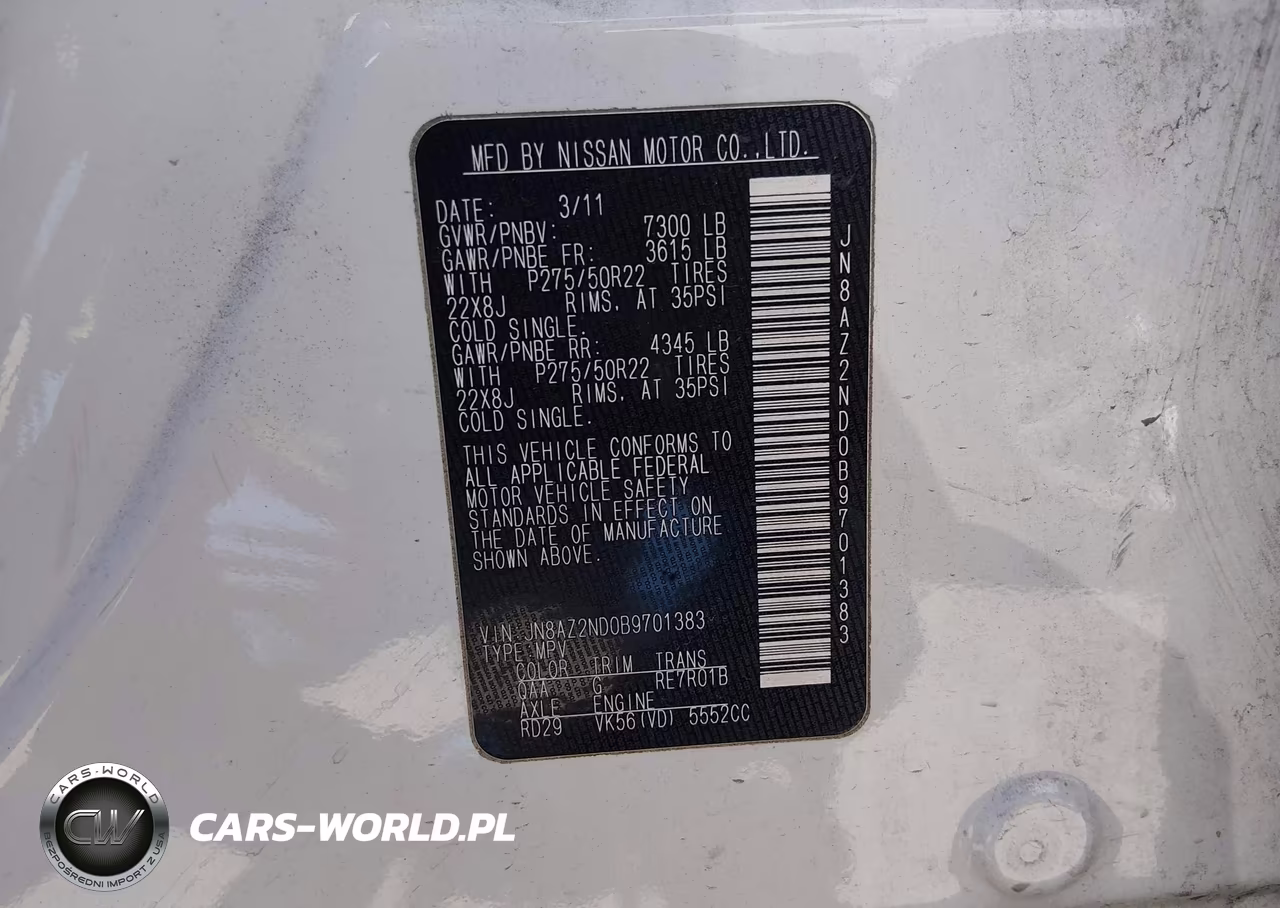 2011 Infiniti Qx56 VIN:JN8AZ2ND0B9701383 - 9