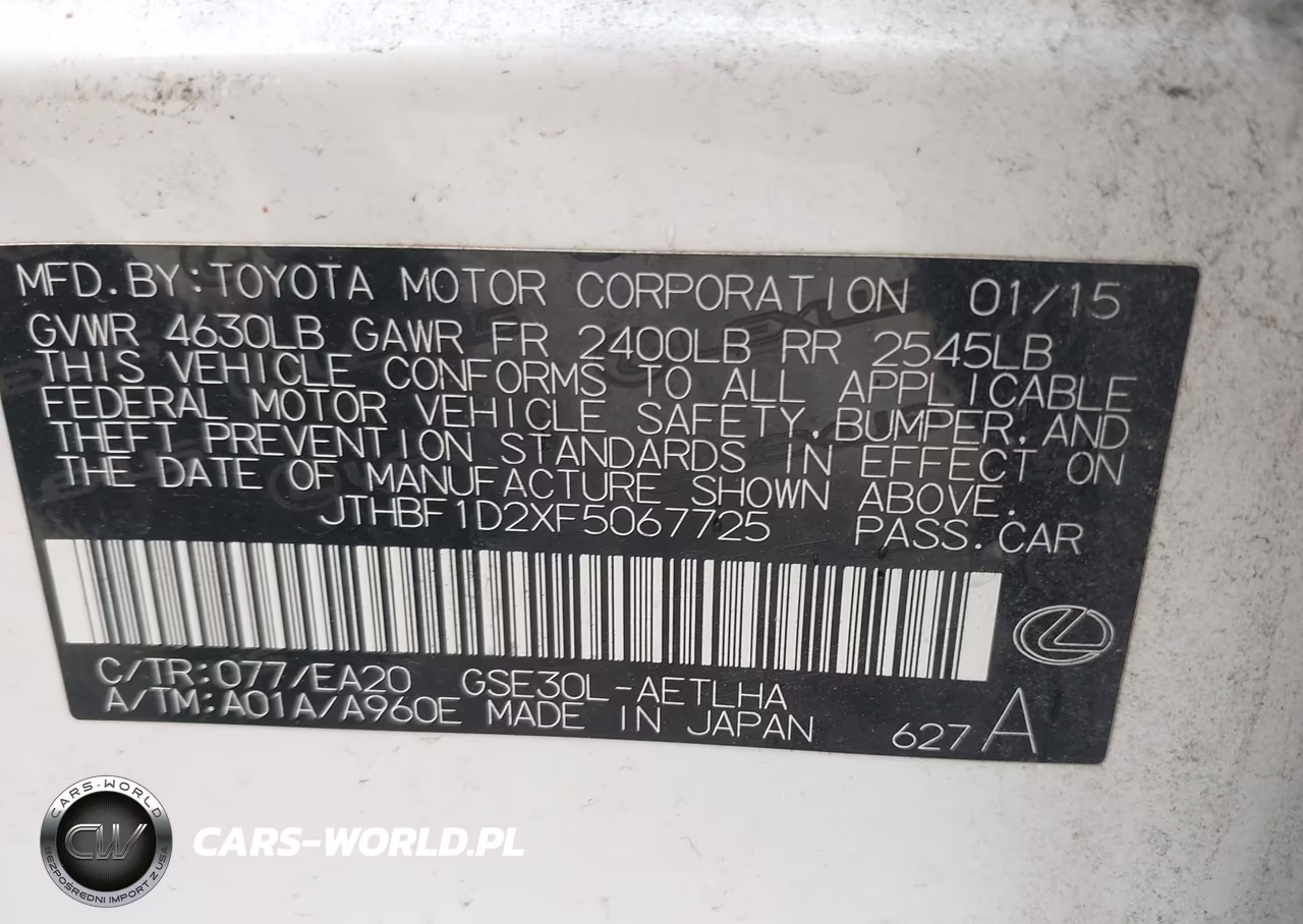 2015 Lexus Is 250 VIN:JTHBF1D2XF5067725 - 9