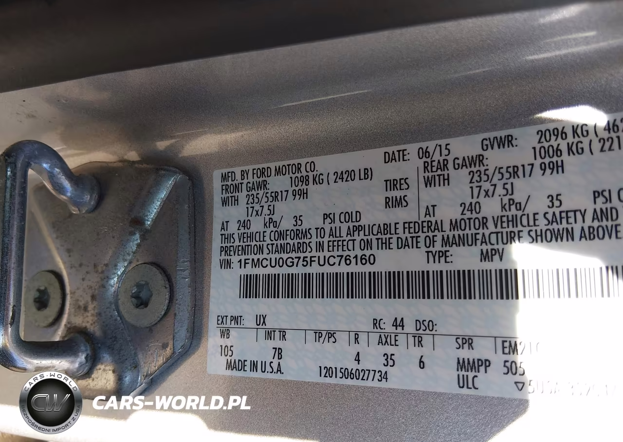 2015 Ford Escape Se VIN:1FMCU0G75FUC76160 - 9