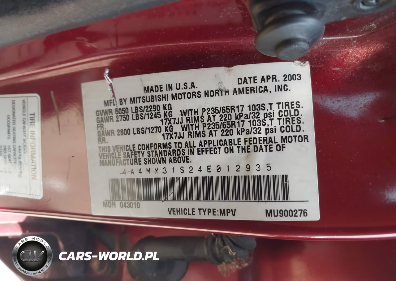 2004 Mitsubishi Endeavor Xls VIN:4A4MM31S24E012935 - 9