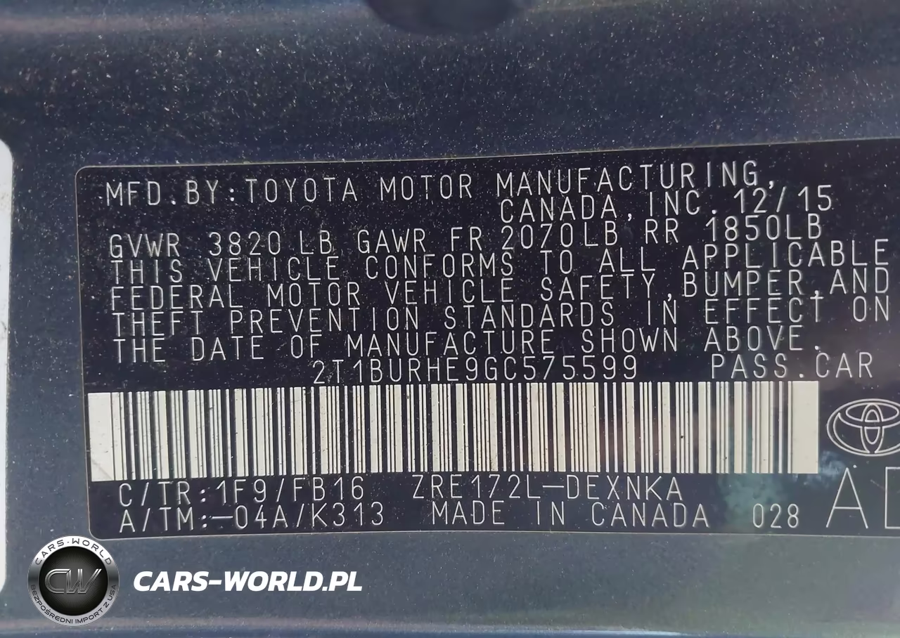 2016 Toyota Corolla Le VIN:2T1BURHE9GC575599 - 9