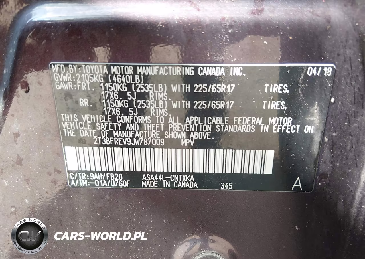2018 Toyota Rav4 Le VIN:2T3BFREV9JW787009 - 9