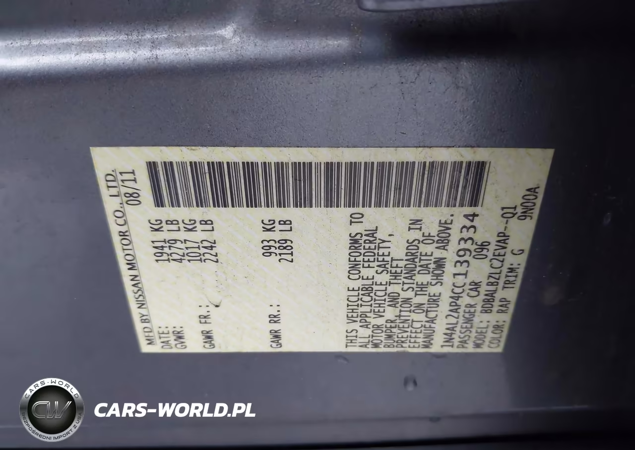 2012 Nissan Altima 2.5 S VIN:1N4AL2AP4CC139334 - 9