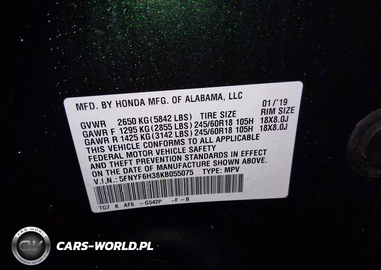 2019 Honda Pilot Ex VIN:5FNYF6H38KB055075 - 9