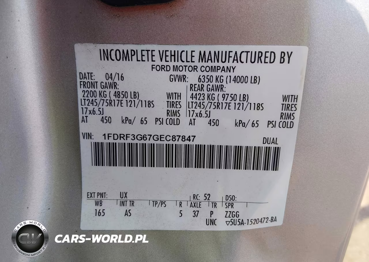 2016 Ford F-350 Chassis Xl VIN:1FDRF3G67GEC87847 - 9