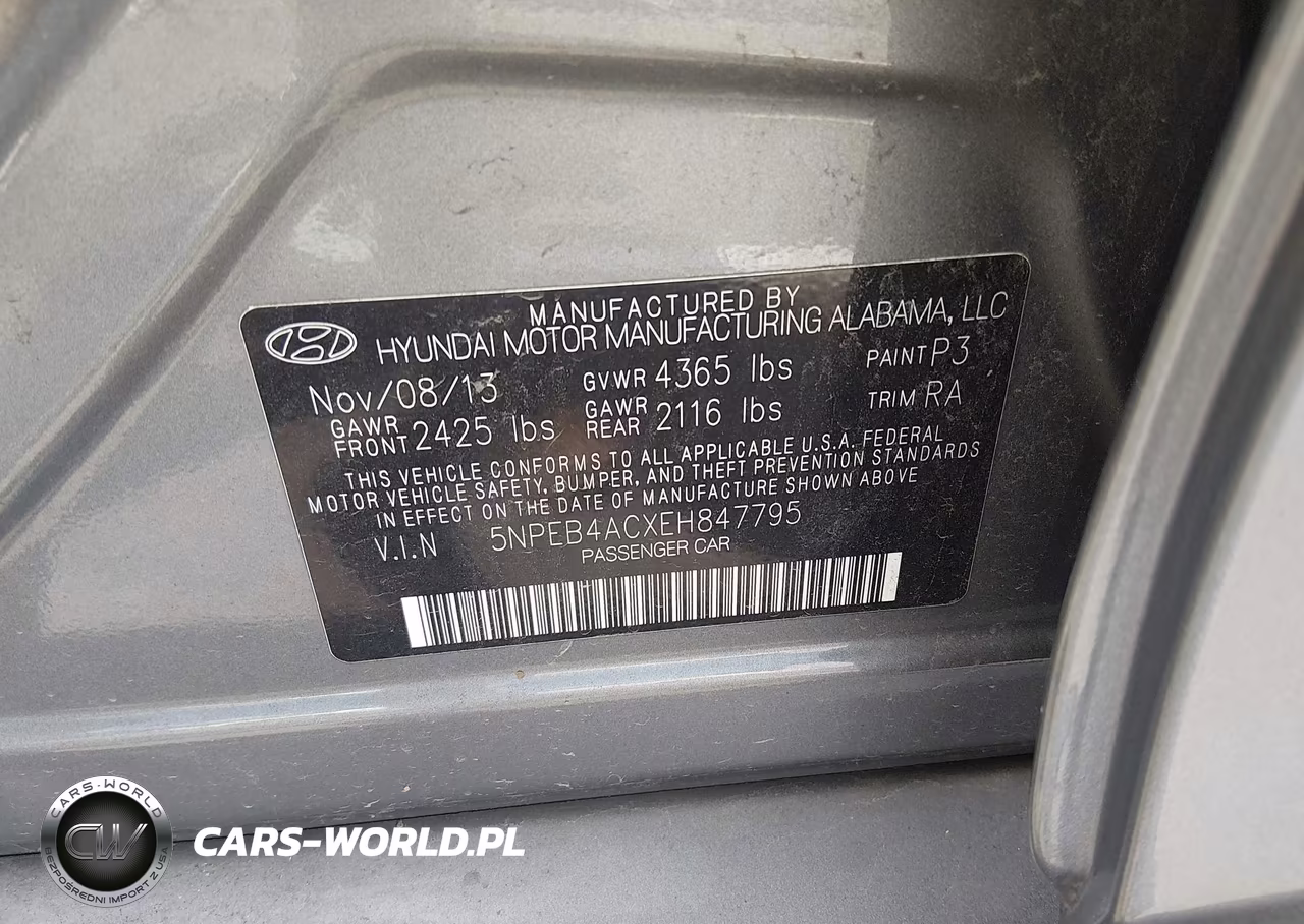 2014 Hyundai Sonata Gls VIN:5NPEB4ACXEH847795 - 9