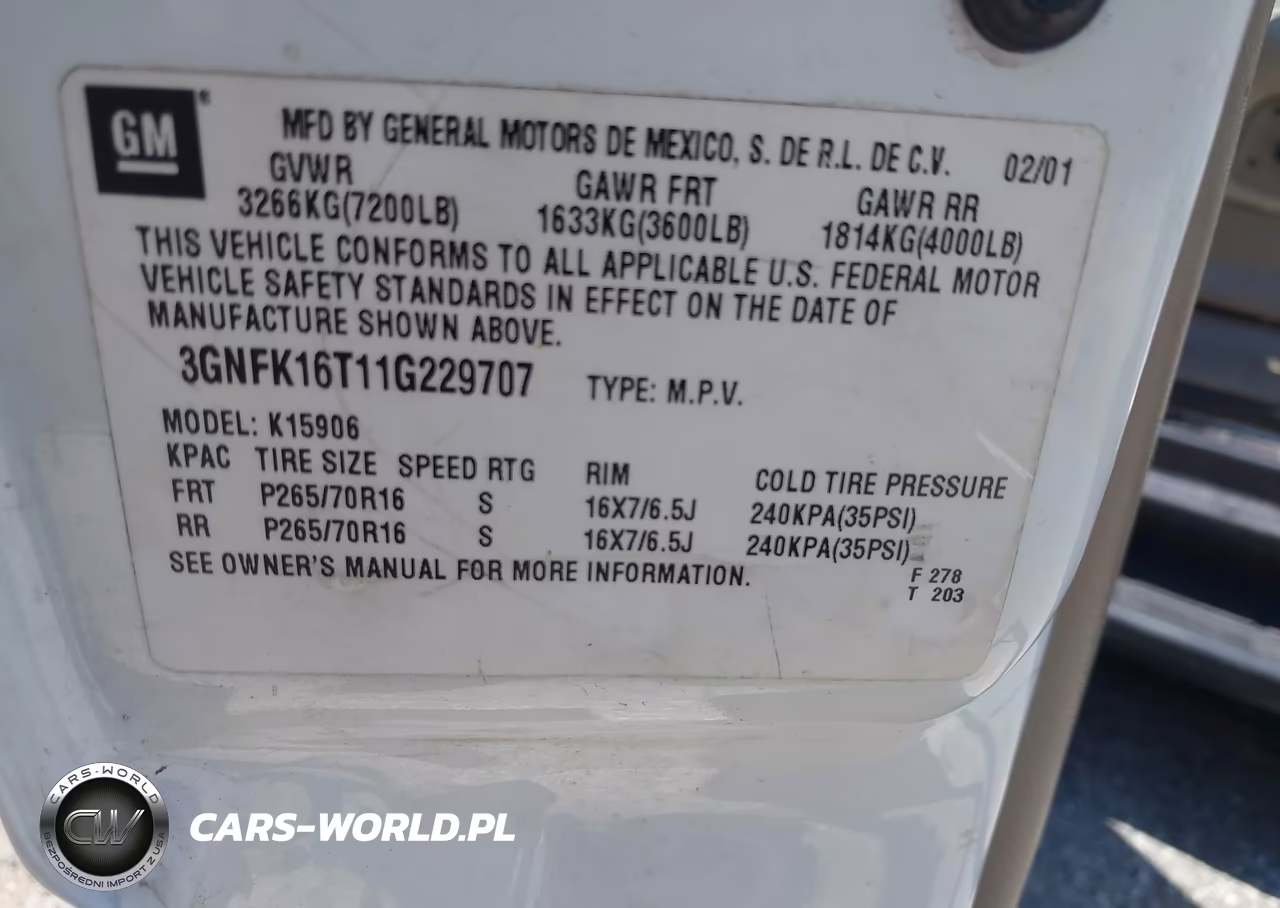 2001 Chevrolet Suburban 1500 Lt VIN:3GNFK16T11G229707 - 9
