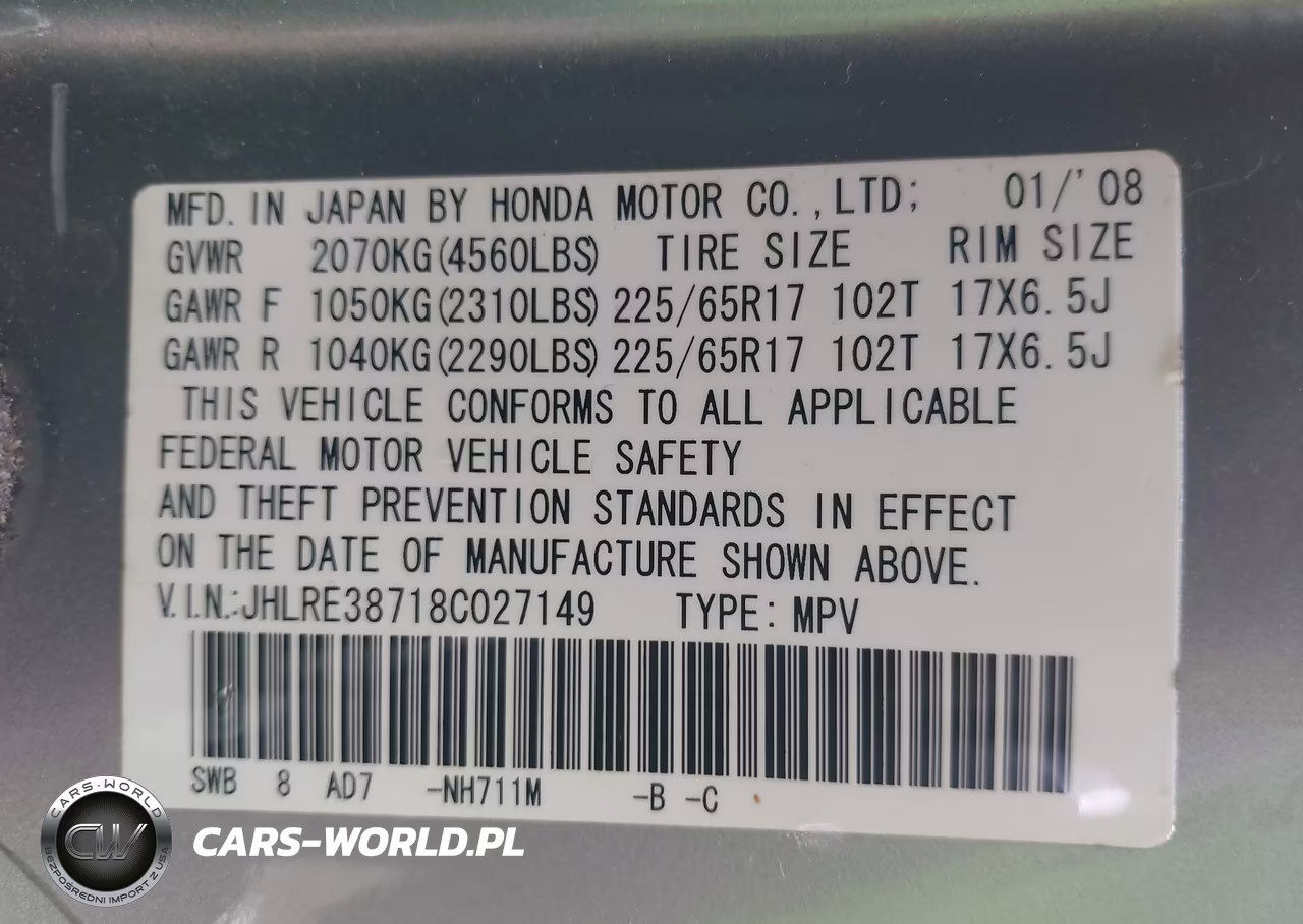 2008 Honda Cr-V Ex-L VIN:JHLRE38718C027149 - 9