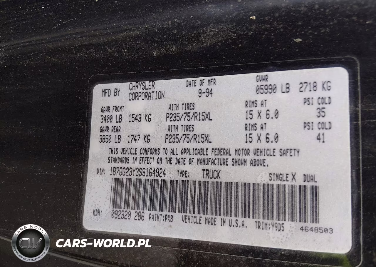 1995 Dodge Dakota VIN:1B7GG23Y3SS164924 - 9