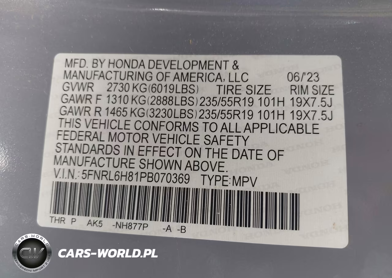 2023 Honda Odyssey Touring VIN:5FNRL6H81PB070369 - 9
