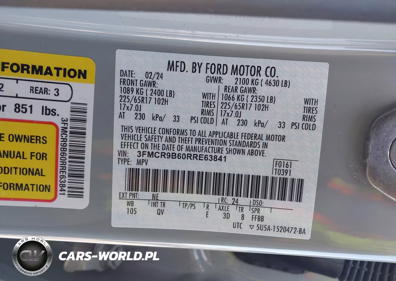 2024 Ford Bronco Sport Big Bend VIN:3FMCR9B60RRE63841 - 9