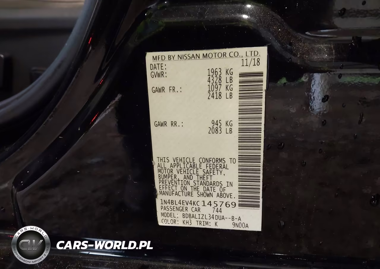 2019 Nissan Altima 2.5 Sl VIN:1N4BL4EV4KC145769 - 9