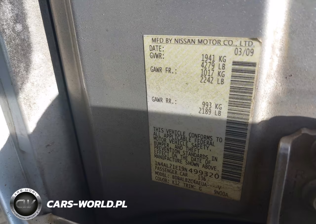 2009 Nissan Altima 2.5 S VIN:1N4AL21E19N499320 - 9