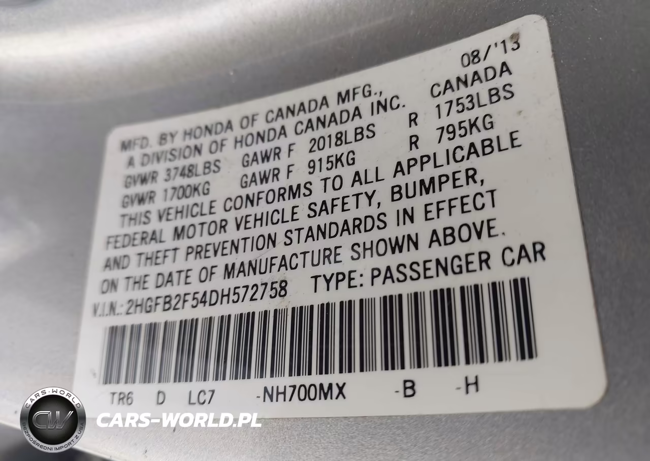 2013 Honda Civic Lx VIN:2HGFB2F54DH572758 - 9