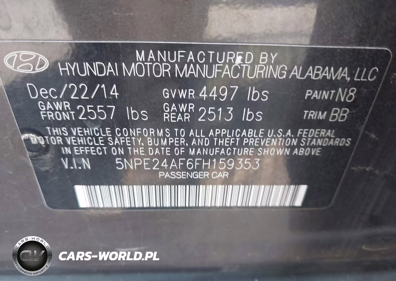 2015 Hyundai Sonata Se VIN:5NPE24AF6FH159353 - 9