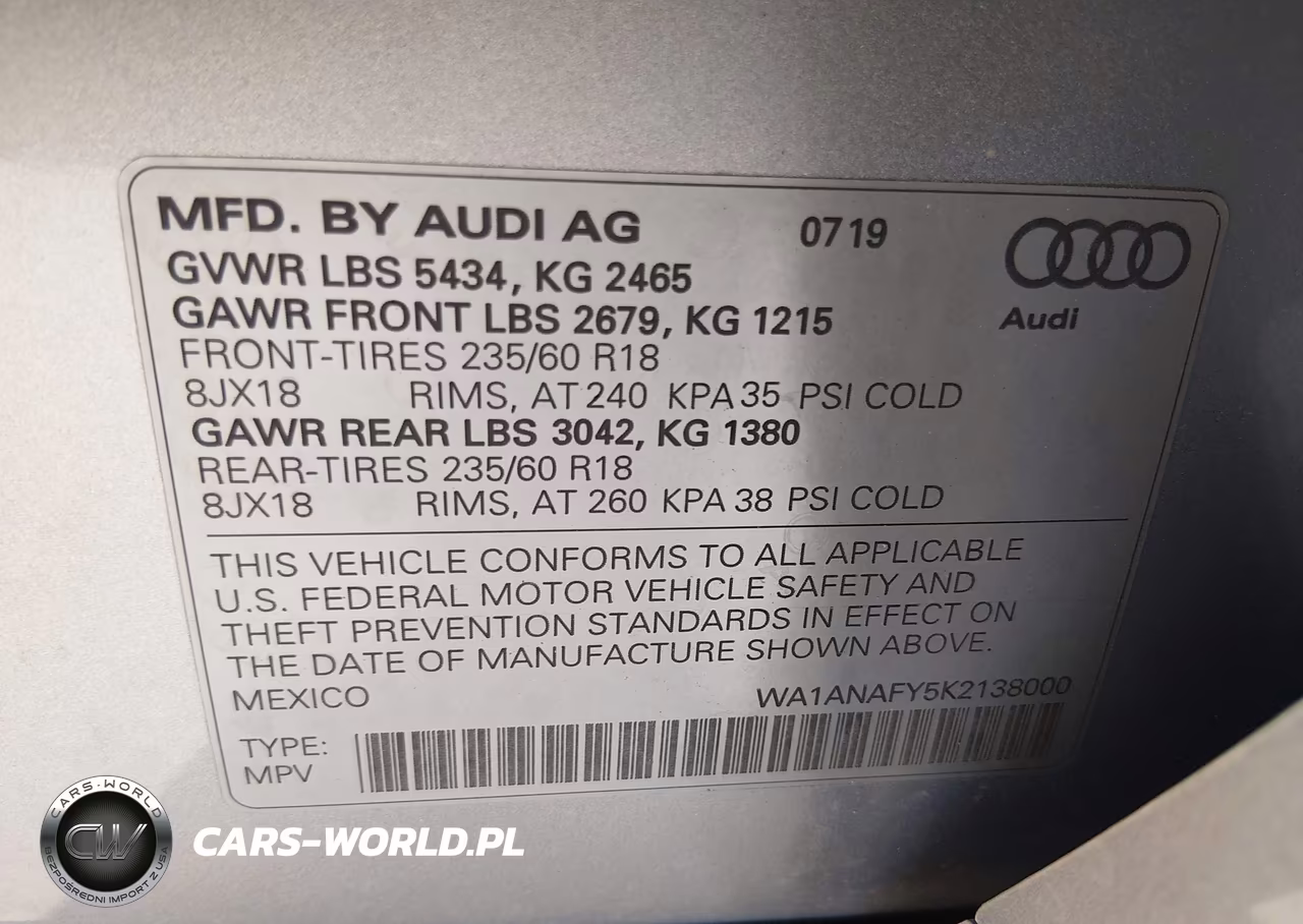 2019 Audi Q5 45 Premium VIN:WA1ANAFY5K2138000 - 9