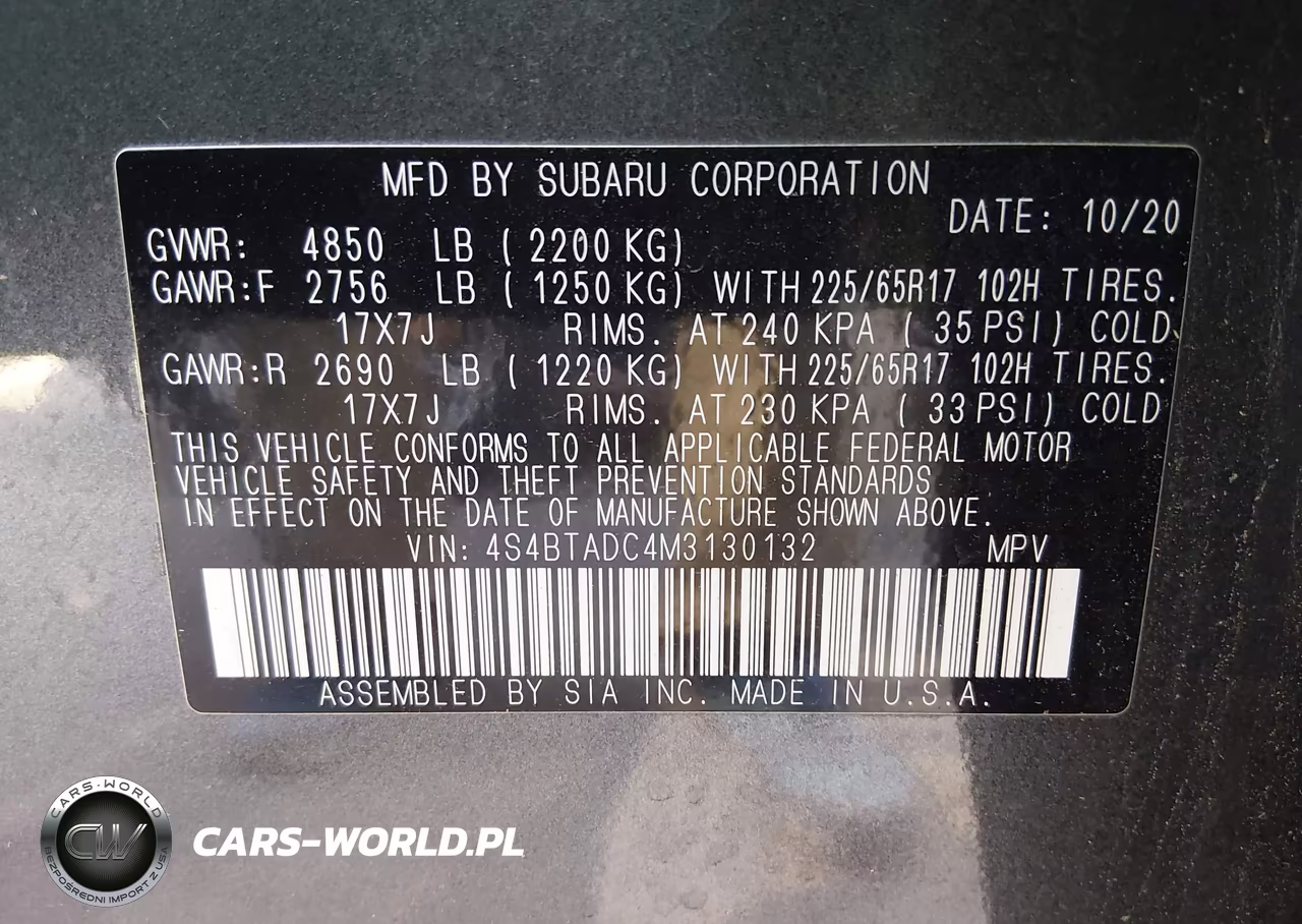 2021 Subaru Outback Premium VIN:4S4BTADC4M3130132 - 9