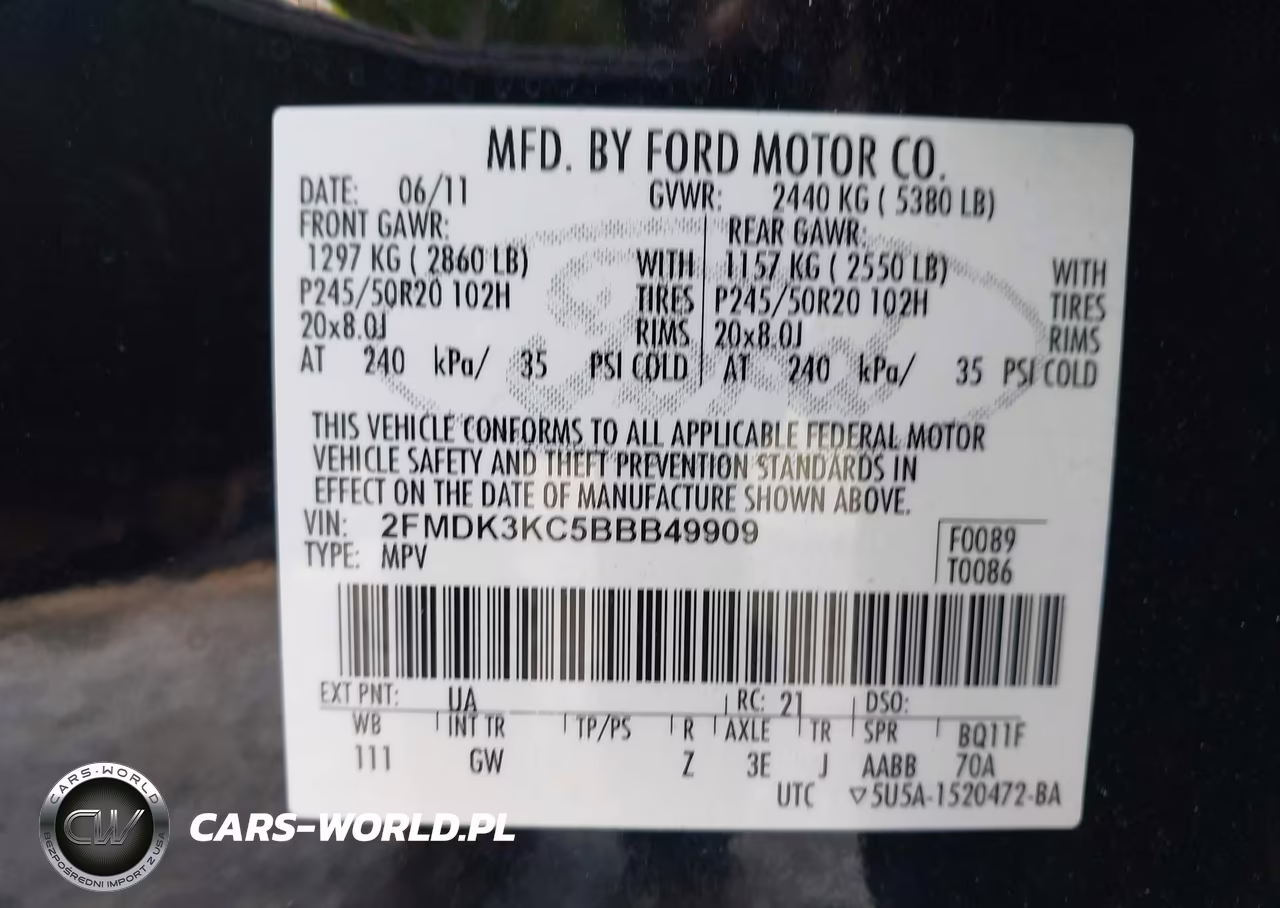 2011 Ford Edge Limited VIN:2FMDK3KC5BBB49909 - 9