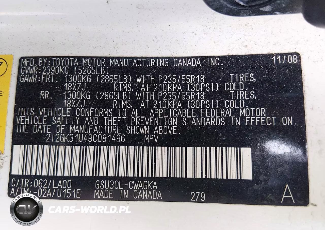 2009 Lexus Rx 350 VIN:2T2GK31U49C081496 - 9