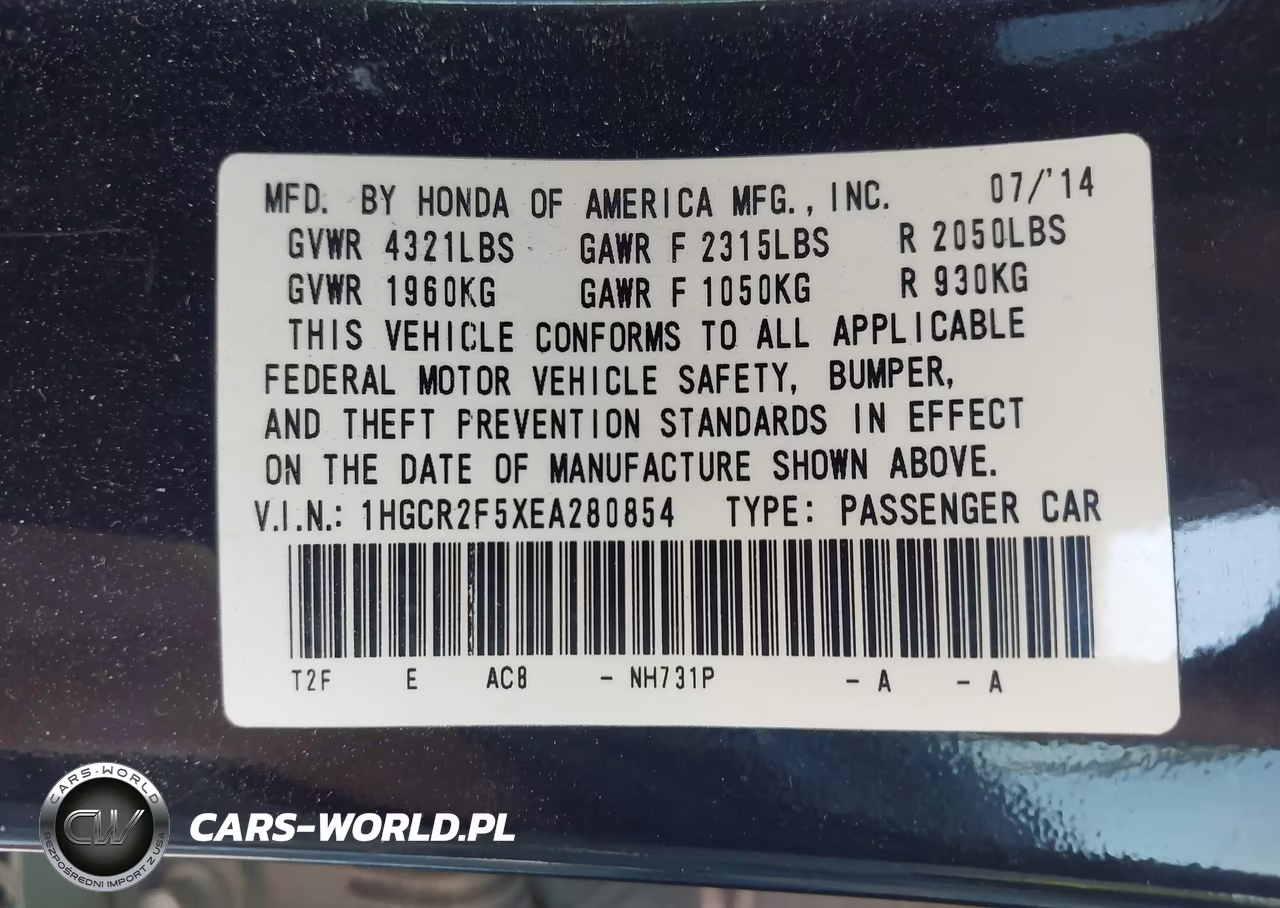 2014 Honda Accord Sport VIN:1HGCR2F5XEA280854 - 9