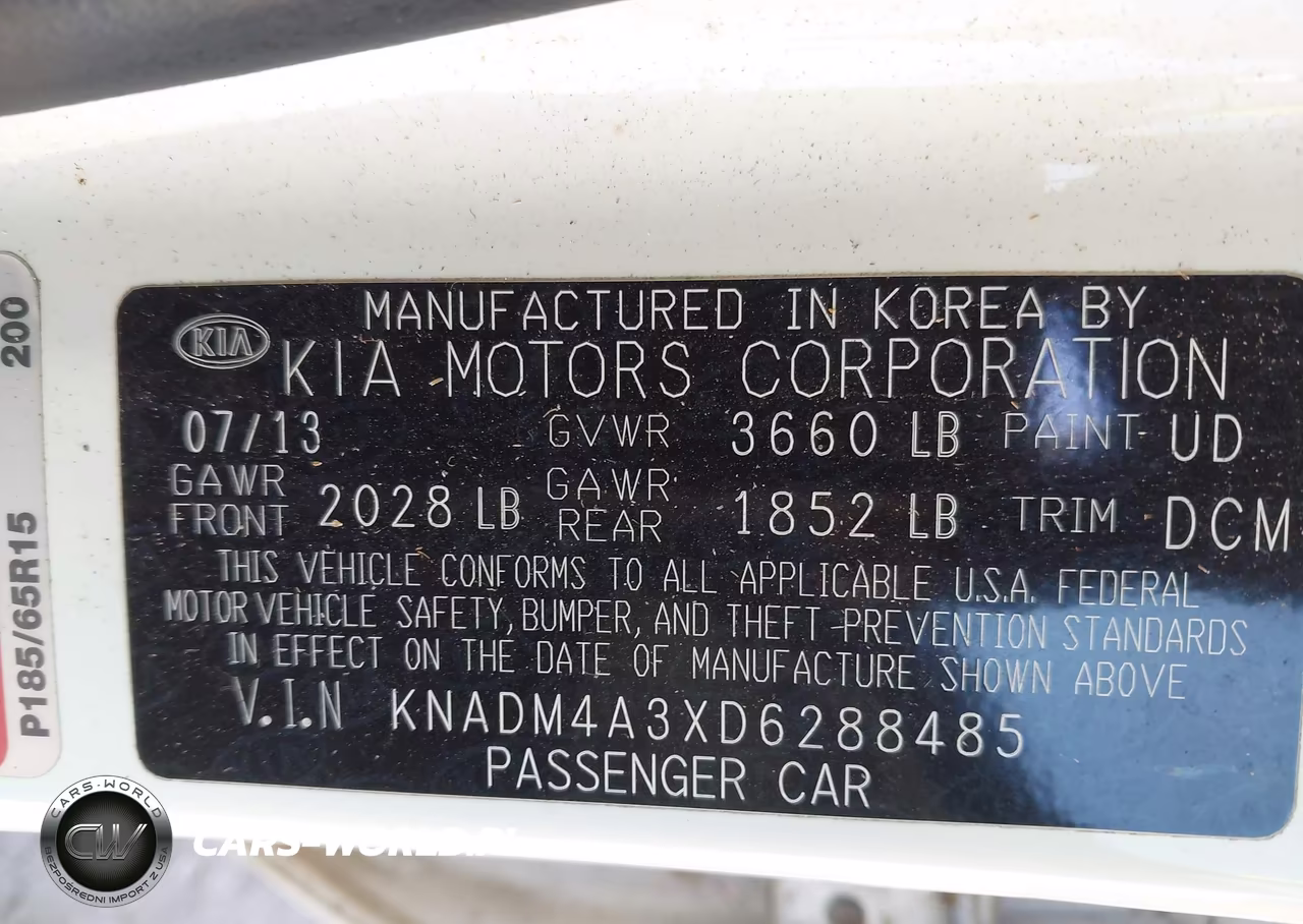 2013 Kia Rio Lx VIN:KNADM4A3XD6288485 - 9