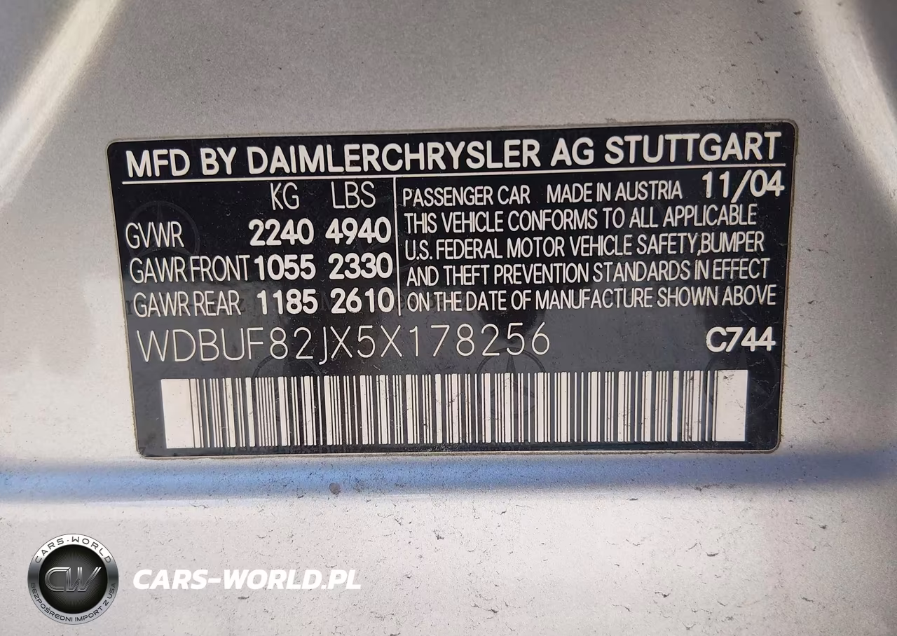2005 Mercedes-Benz E 320 4Matic VIN:WDBUF82JX5X178256 - 9