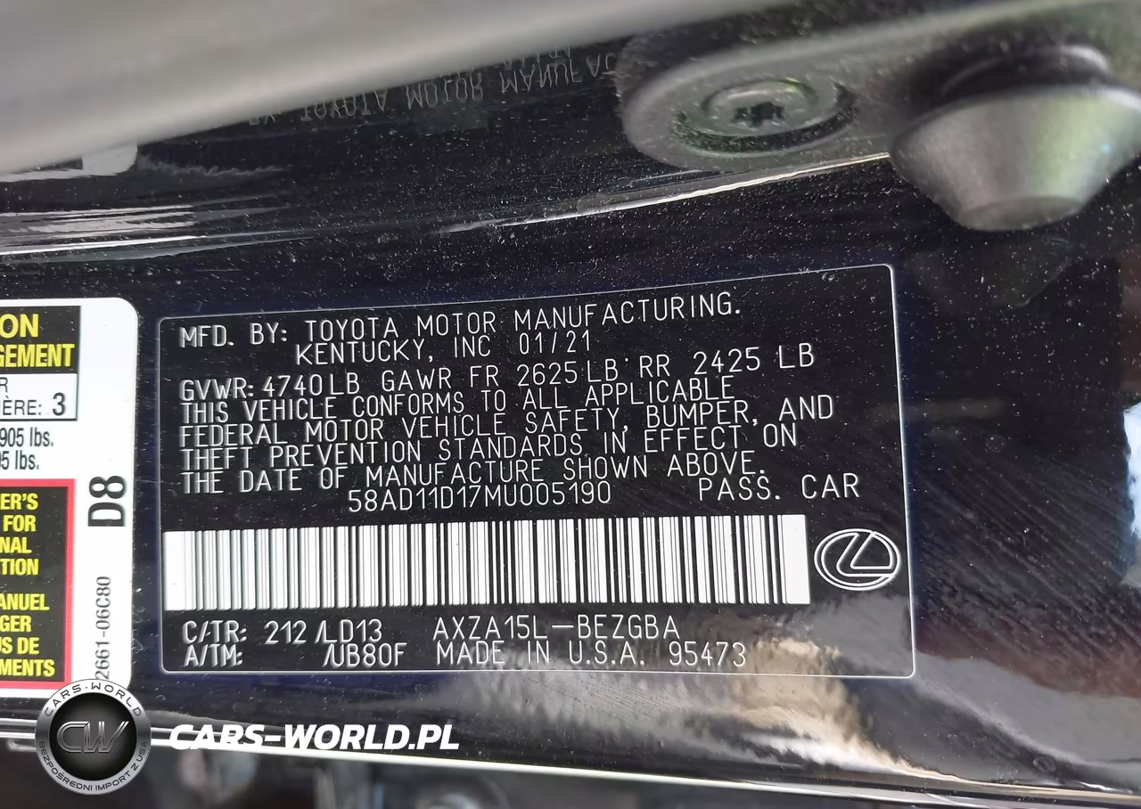 2021 Lexus Es 250 VIN:58AD11D17MU005190 - 9
