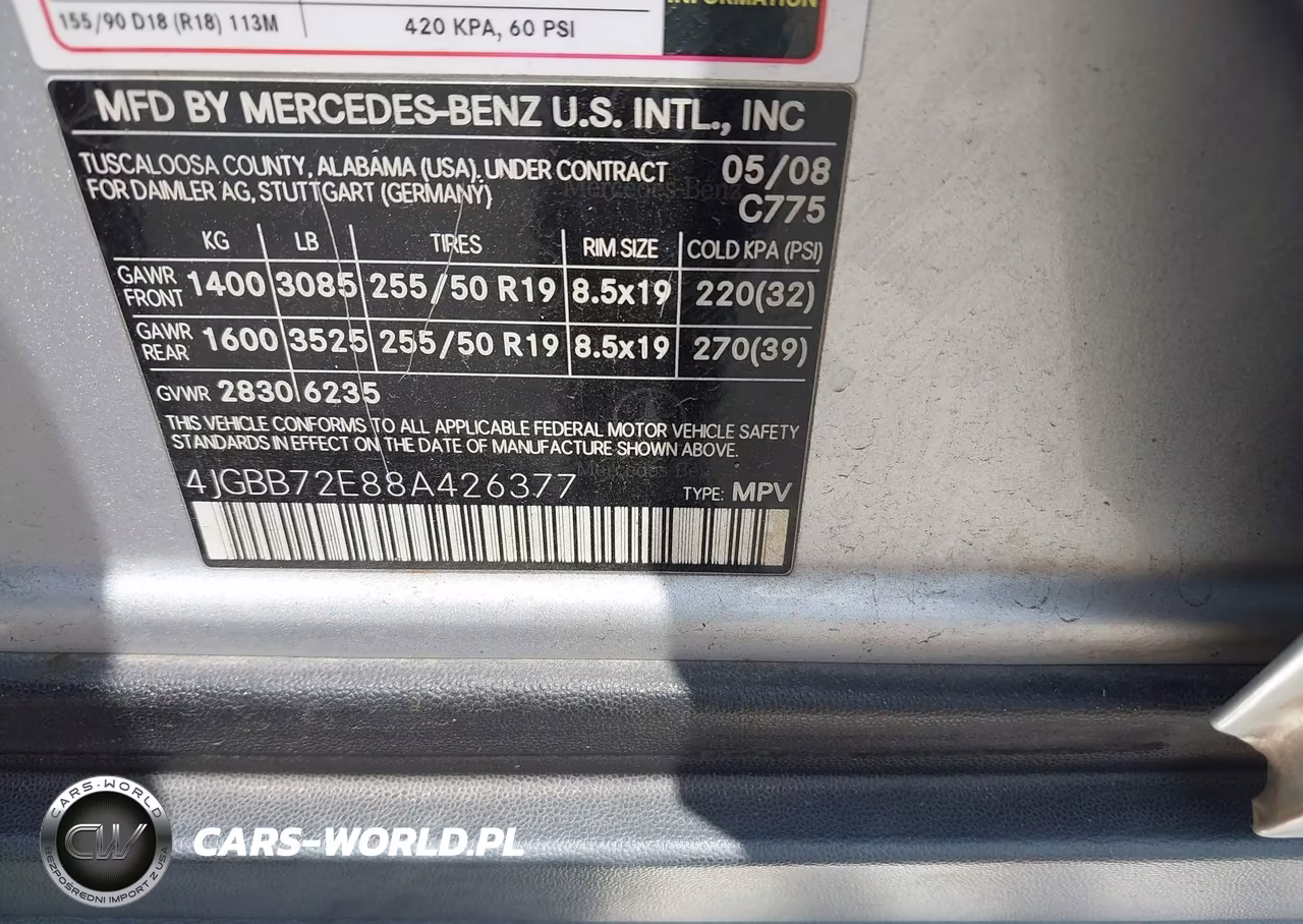2008 Mercedes-Benz M-Class 5.5L VIN:4JGBB72E88A426377 - 9