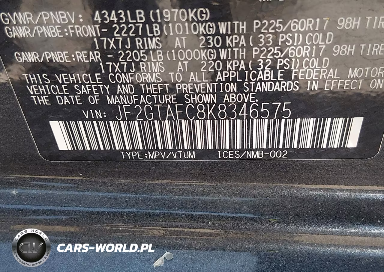 2019 Subaru Crosstrek 2.0I Premium VIN:JF2GTAEC8K8346575 - 9
