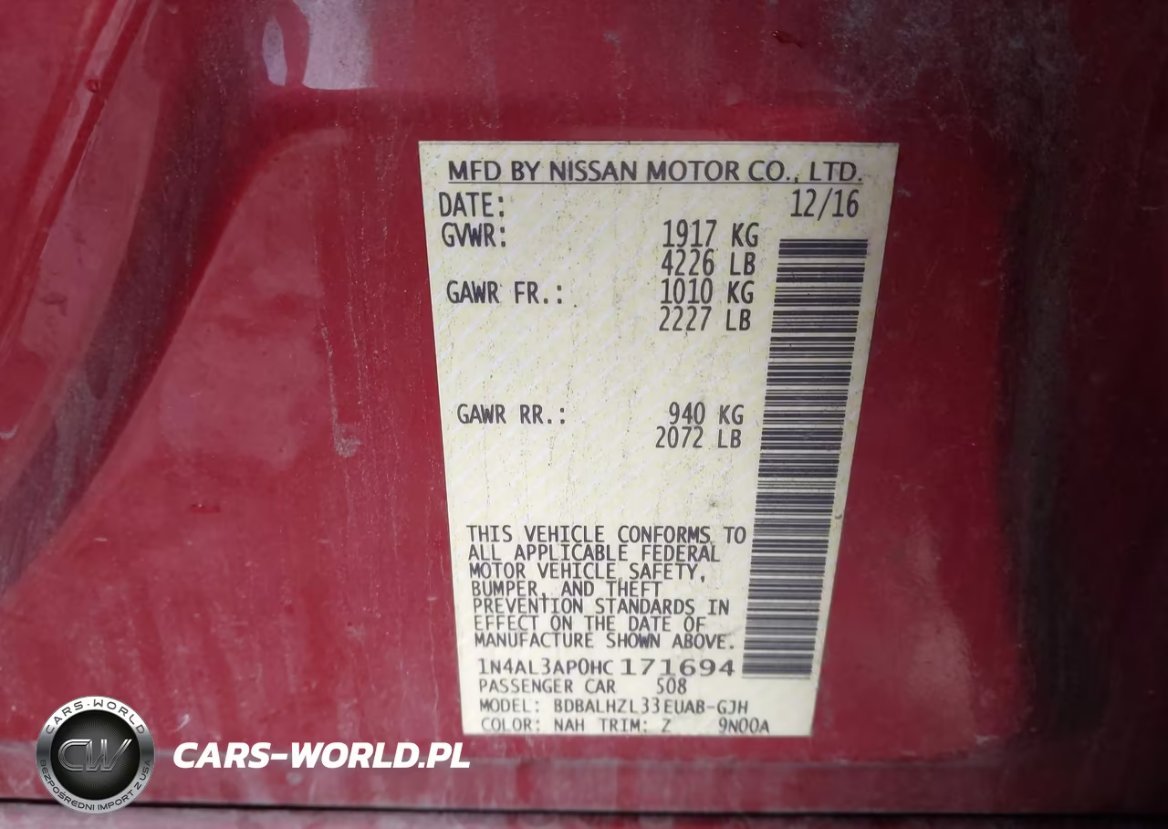 2017 Nissan Altima 2.5 Sr VIN:1N4AL3AP0HC171694 - 9