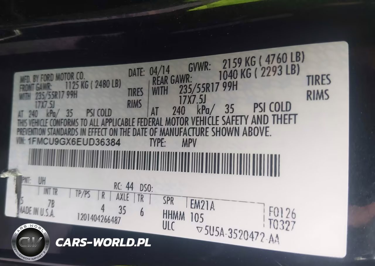 2014 Ford Escape Se VIN:1FMCU9GX6EUD36384 - 9