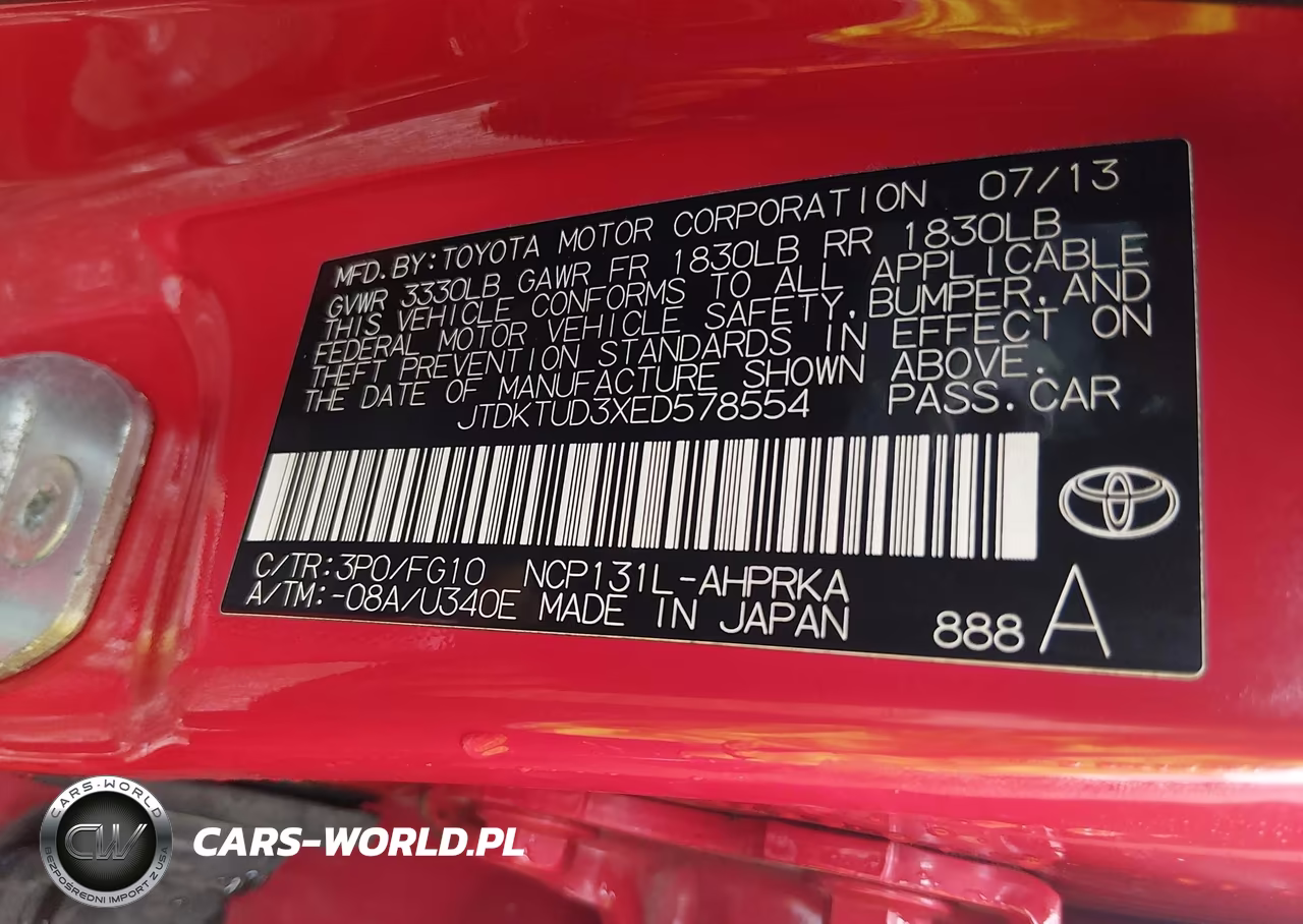 2014 Toyota Yaris Le (Tmc-Cbu Plant) VIN:JTDKTUD3XED578554 - 9