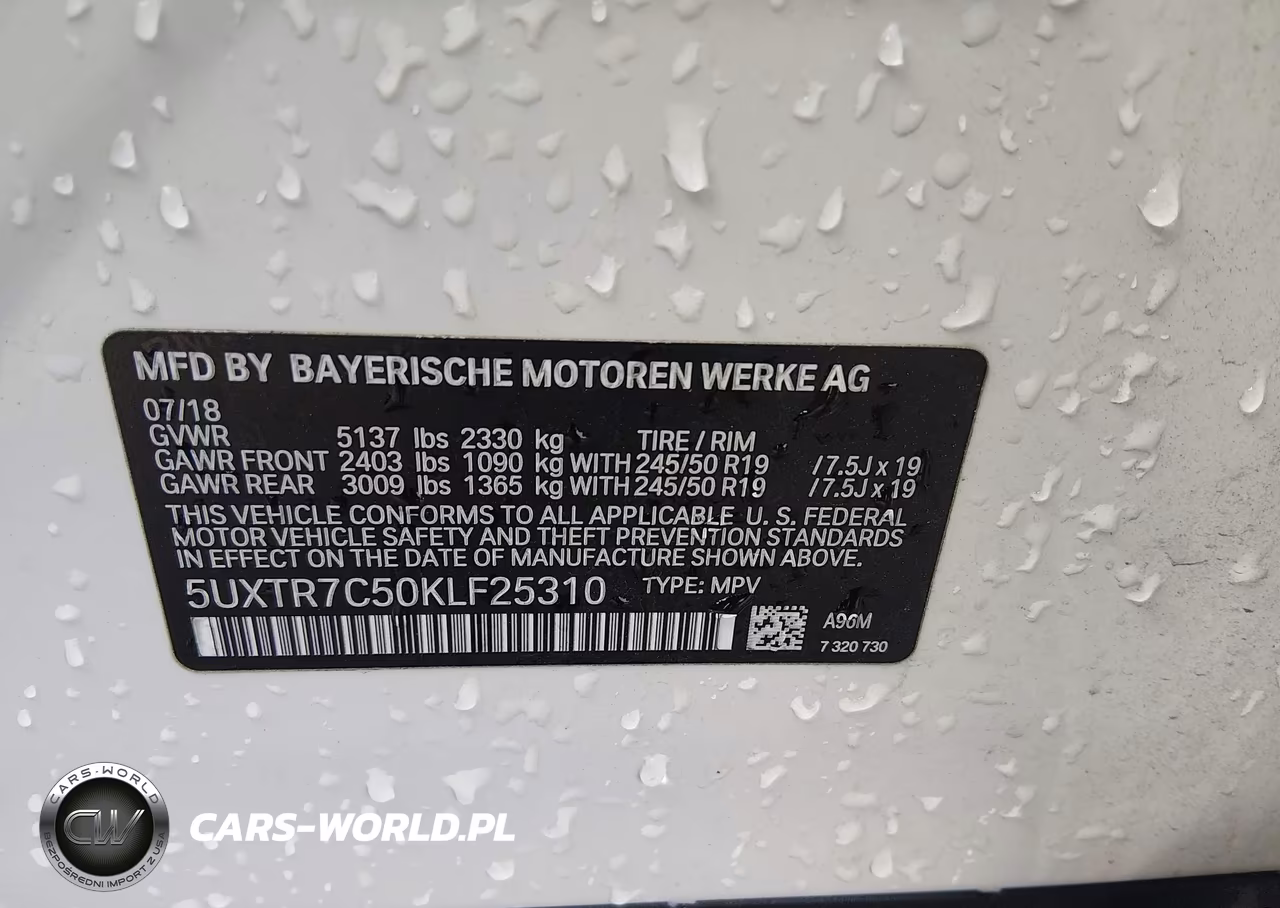2019 BMW X3 Sdrive30I VIN:5UXTR7C50KLF25310 - 9