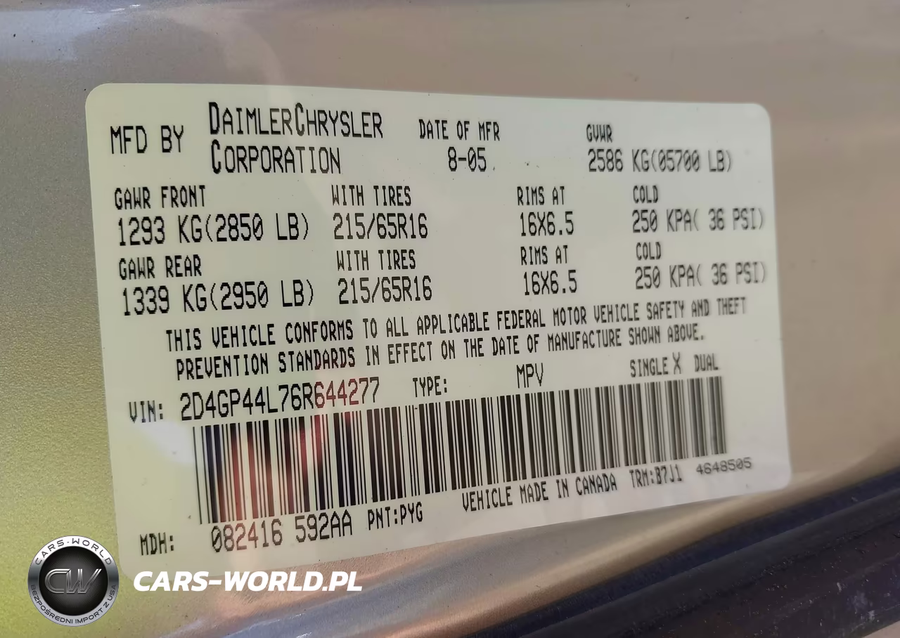 2006 Dodge Grand Caravan Sxt VIN:2D4GP44L76R644277 - 9
