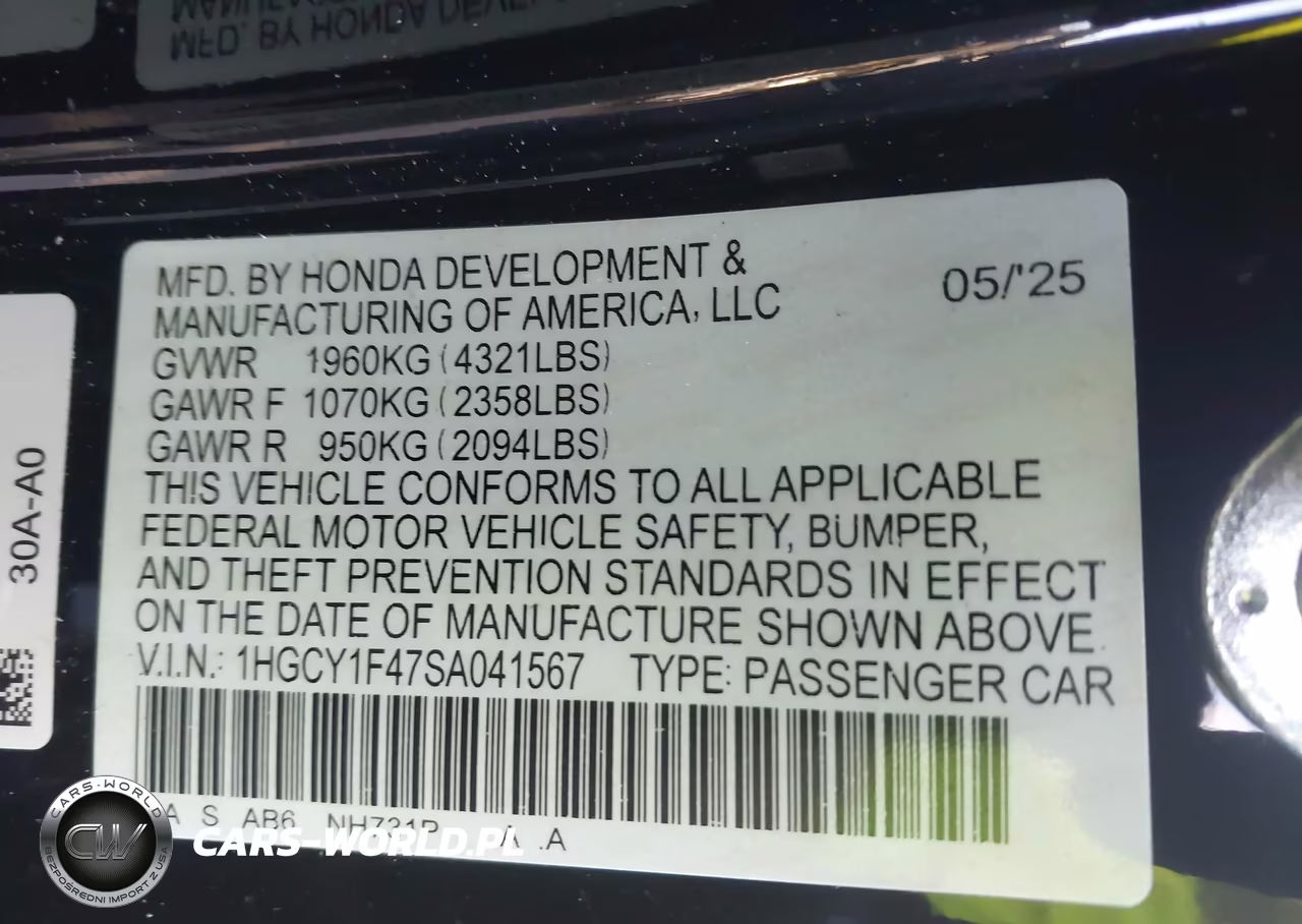 2025 Honda Accord Se VIN:1HGCY1F47SA041567 - 9