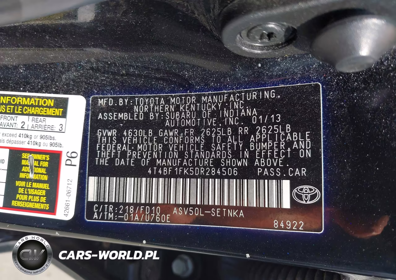 2013 Toyota Camry Le VIN:4T4BF1FK5DR284506 - 9