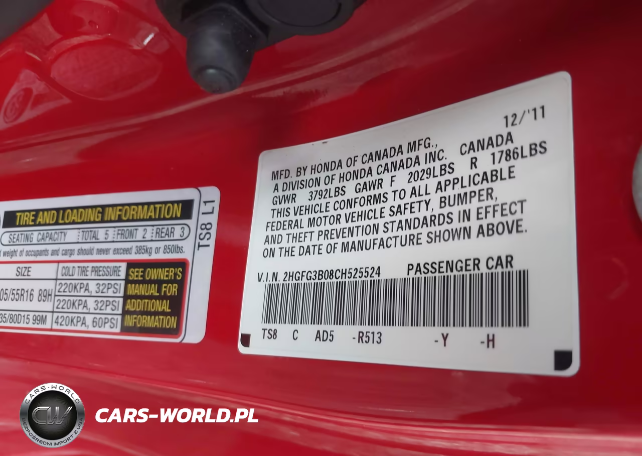 2012 Honda Civic Ex-L VIN:2HGFG3B08CH525524 - 9