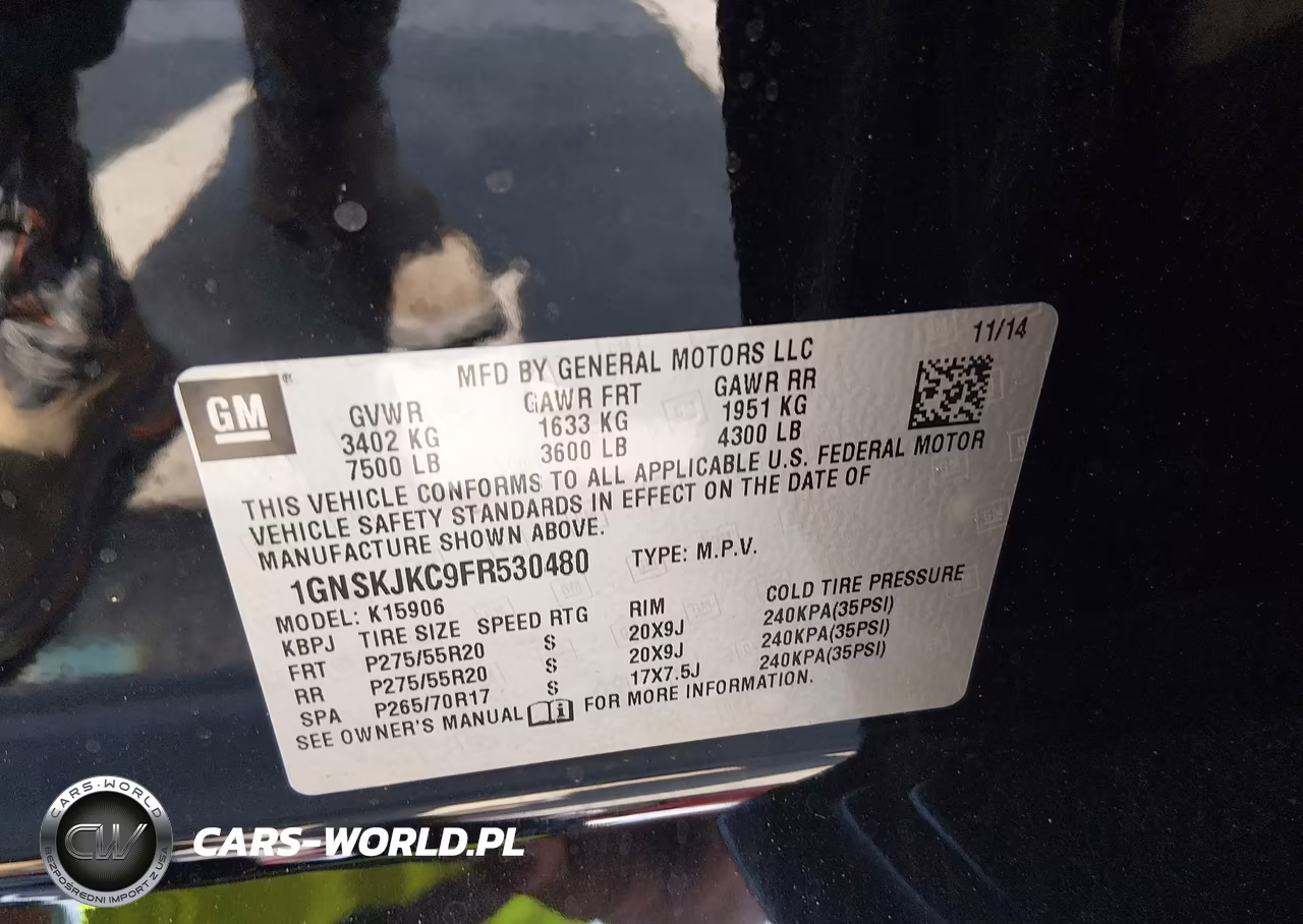 2015 Chevrolet Suburban Lt VIN:1GNSKJKC9FR530480 - 9