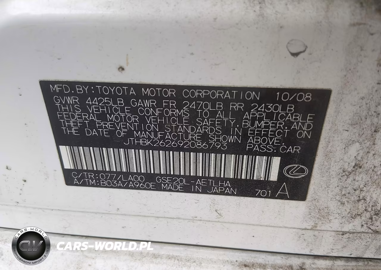 2009 Lexus Is 250 VIN:JTHBK262692086793 - 9
