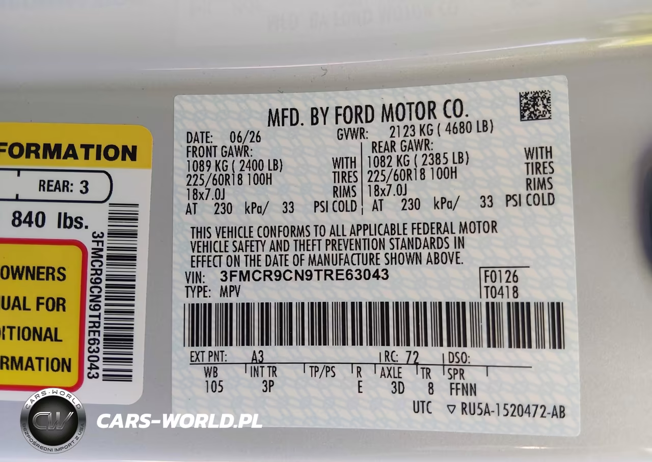 2026 Ford Bronco Sport Outer Banks VIN:3FMCR9CN9TRE63043 - 9