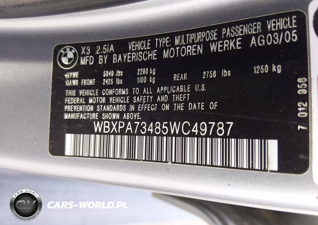 2005 BMW X3 2.5I VIN:WBXPA73485WC49787 - 9