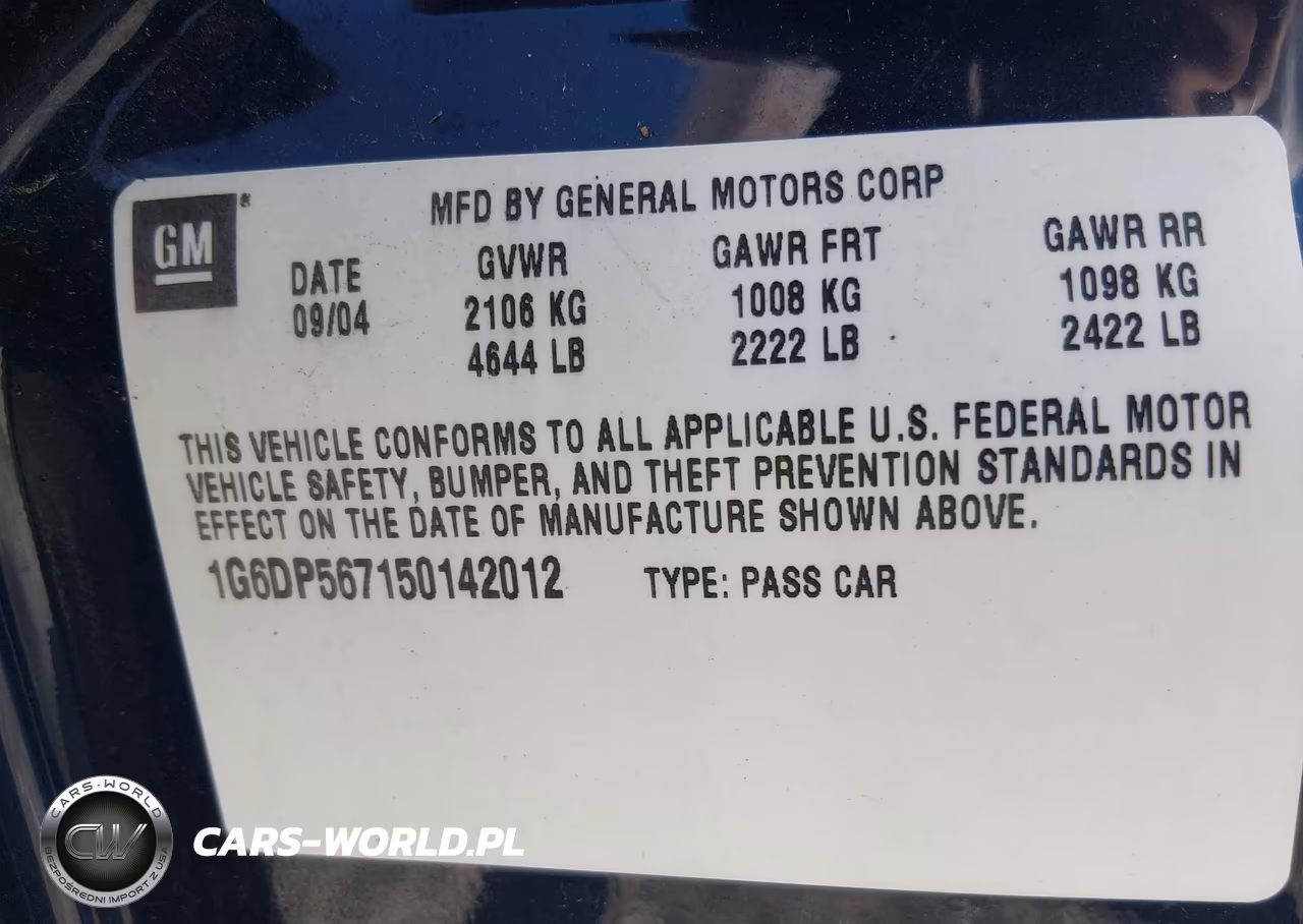 2005 Cadillac Cts Base W-1Sb-1Sc VIN:1G6DP567150142012 - 9