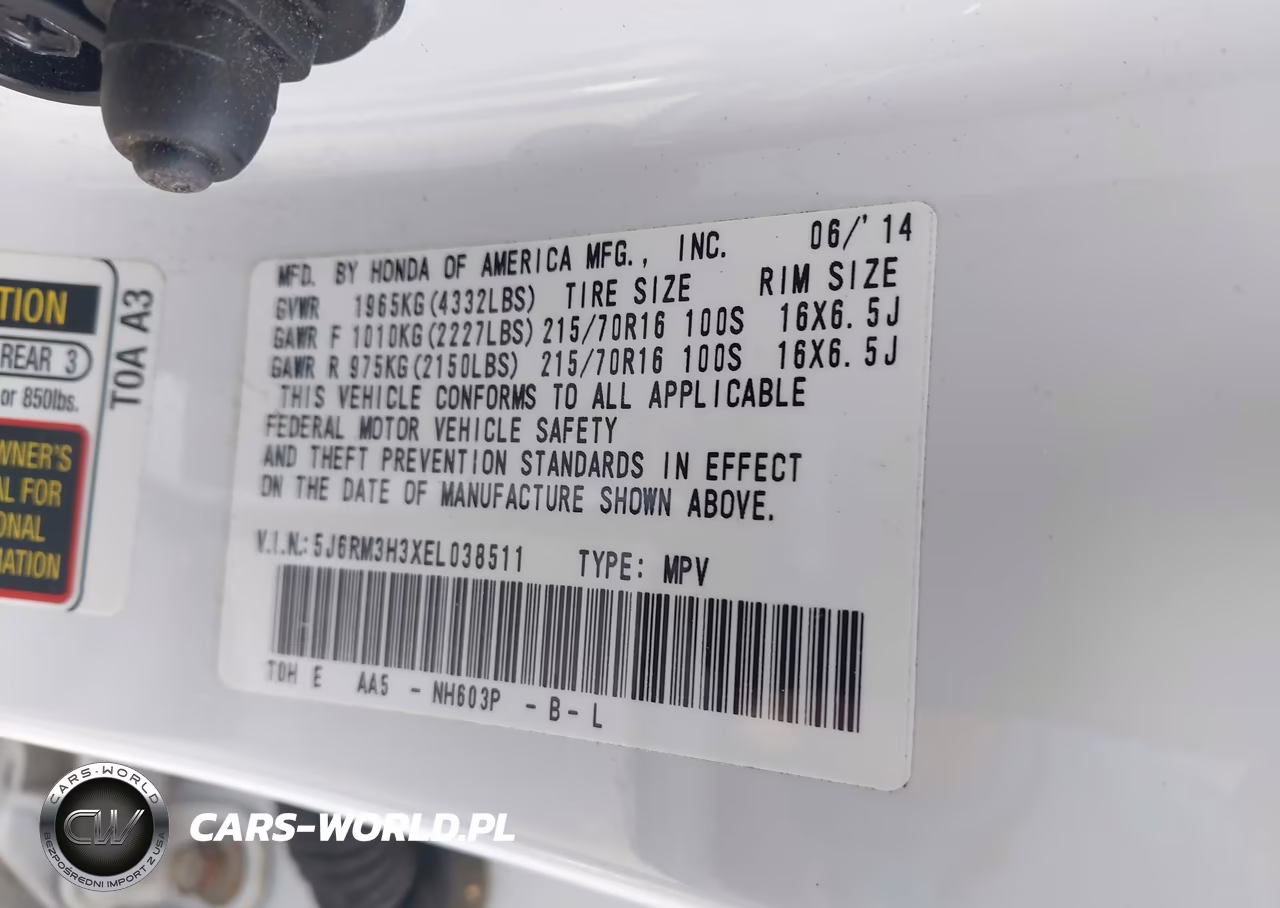 2014 Honda Cr-V Lx VIN:5J6RM3H3XEL038511 - 9