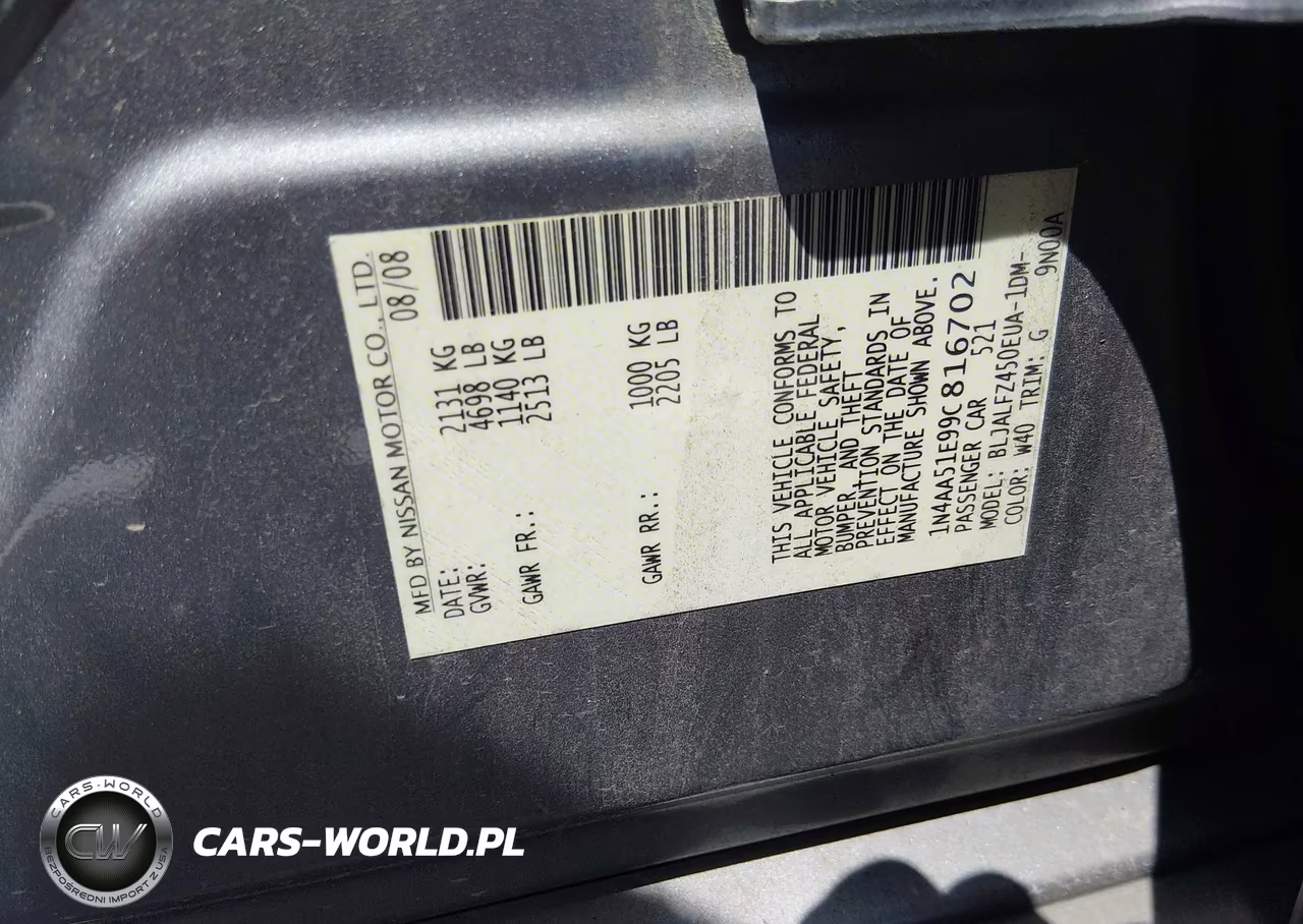 2009 Nissan Maxima 3.5 Sv VIN:1N4AA51E99C816702 - 9