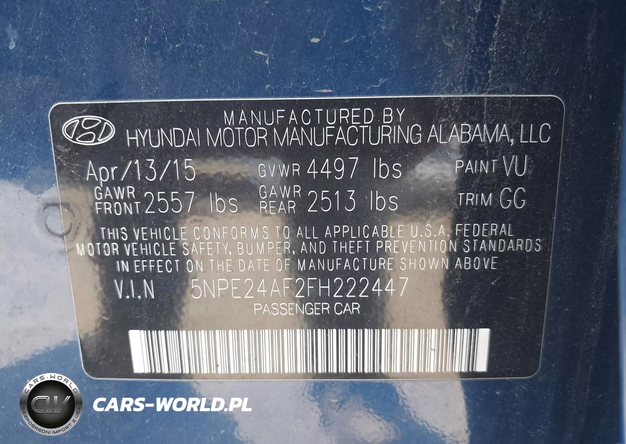 2015 Hyundai Sonata Se VIN:5NPE24AF2FH222447 - 9