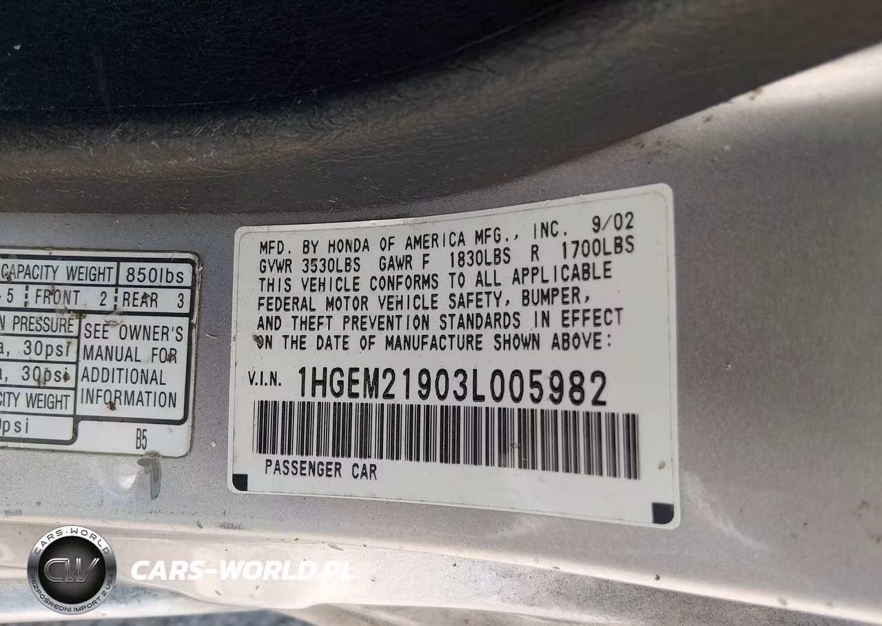 2003 Honda Civic Ex VIN:1HGEM21903L005982 - 9