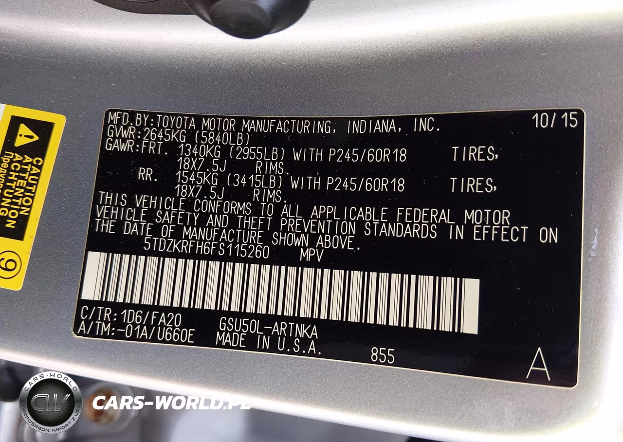 2015 Toyota Highlander Le Plus V6 VIN:5TDZKRFH6FS115260 - 9