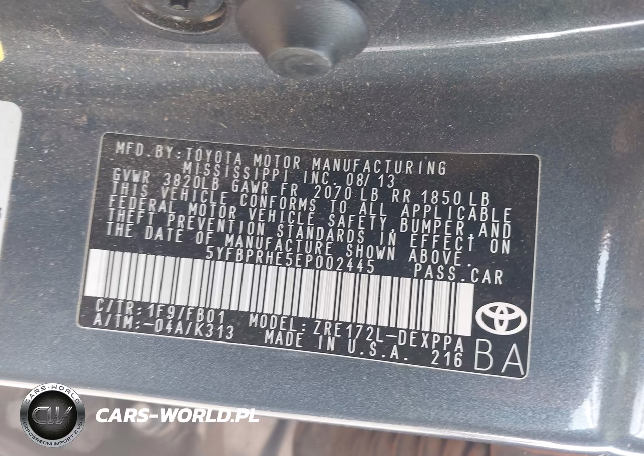 2014 Toyota Corolla Le Eco Plus VIN:5YFBPRHE5EP002445 - 9