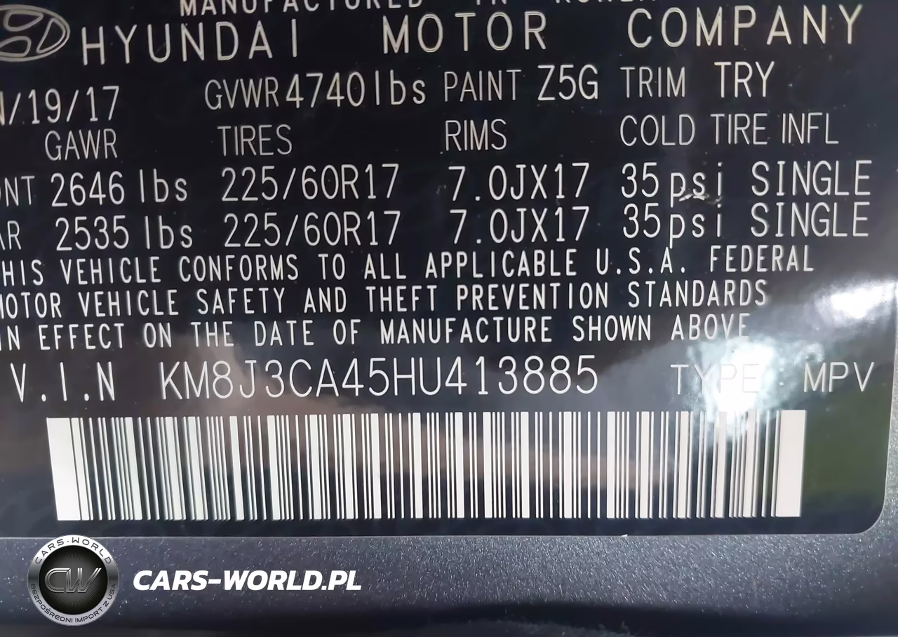 2017 Hyundai Tucson Se Plus VIN:KM8J3CA45HU413885 - 9